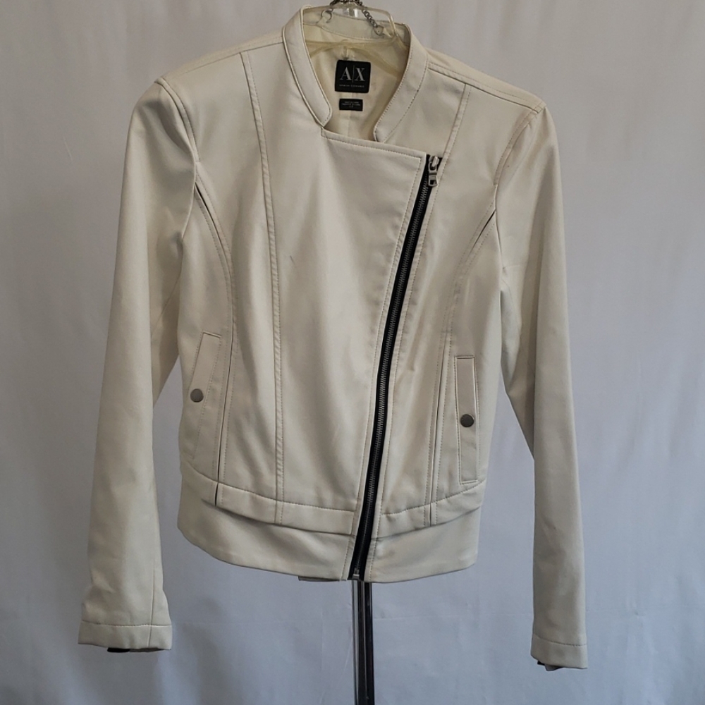 Armani Exchange Leather Jacket - White
